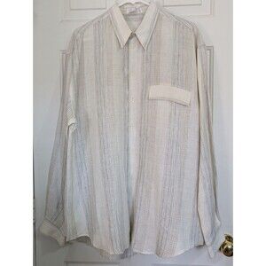 Rick Pallack L/S Button Shirt Mens Large Beige Linen Made in Italy Luxury